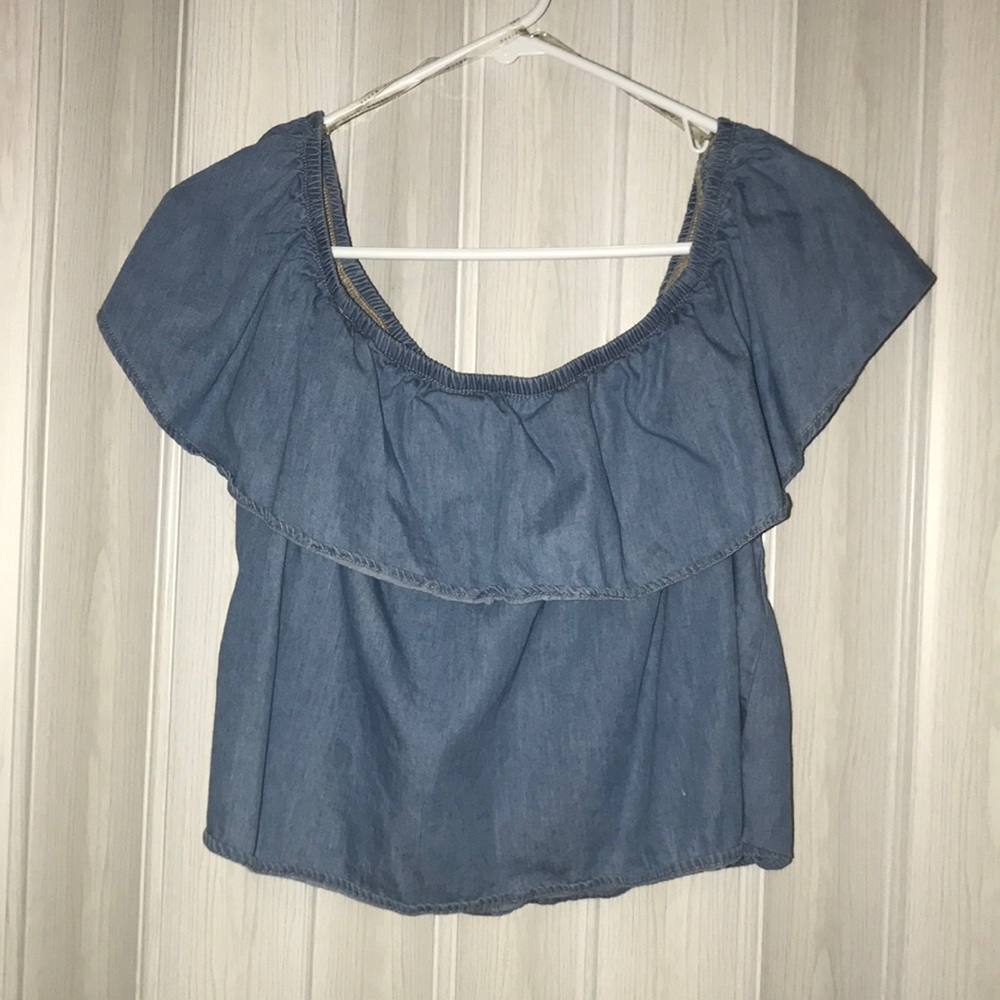 Denim off the shoulder top